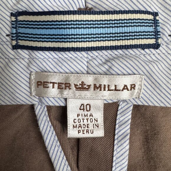 Peter Millar Mens Pima Cotton Brown Chino Pants Size 40 Made In Peru Preppy Prep - Picture 3 of 5